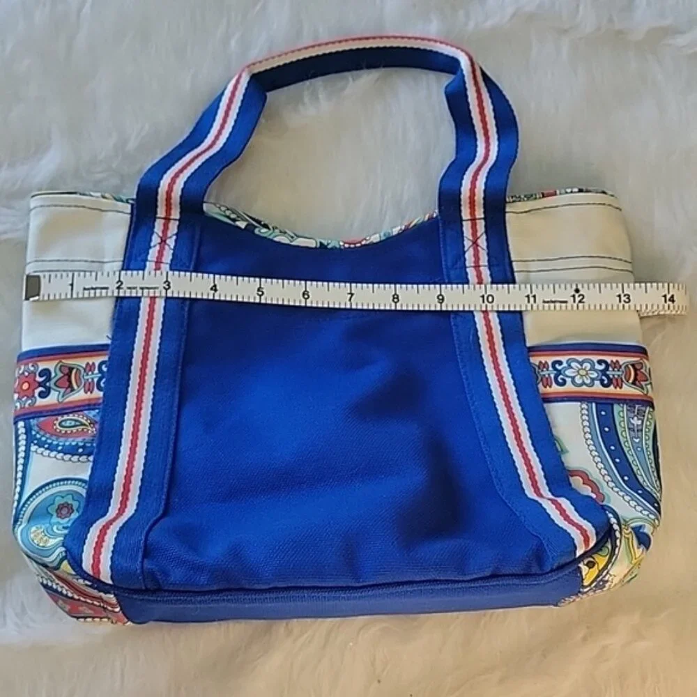 VERA BRADLEY Marina Paisley Print Blue‎ Cream Colorblock Double Handle Boho Tote